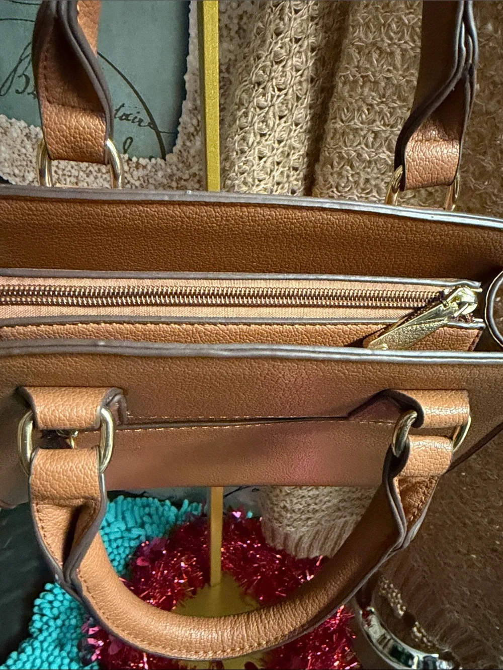 Classic Structured Women’s Satchel in Tan with Gold Hardware